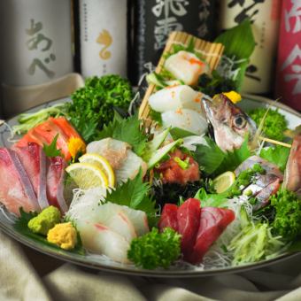 [Welcome/farewell party plan] 7 kinds of freshly caught fish sashimi / 8 dishes in total / includes sake and shochu / 2.5 hours all-you-can-drink for 5,480 yen