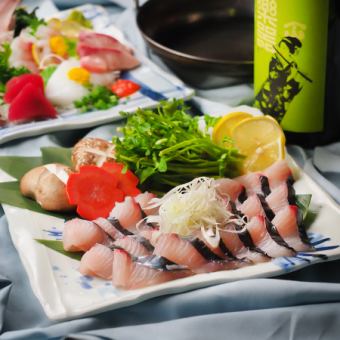 【五月套餐】5種活鮮魚拼盤/8種時令魚涮鍋 - 2小時無限暢飲 4,480日元