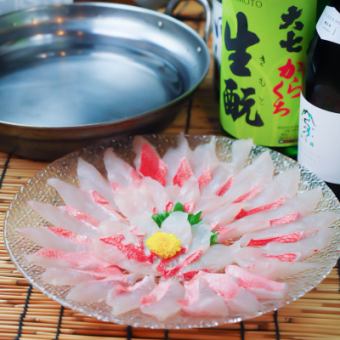 【附50種日本酒和燒酒的紅鯛魚涮鍋套餐】共8道菜/2.5小時無限暢飲 6,480日元