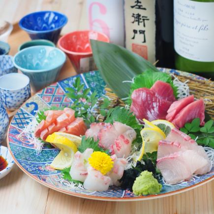 【4/1~旬の鮮魚Plan】活〆鮮魚の御造り7種盛り・鮮魚の西京焼き・全8品/2.5時間飲み放題4980円