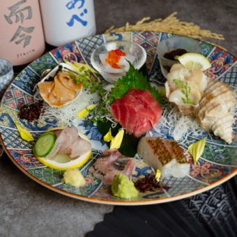 【C-撫子Plan-】全7品＋2.5時間飲み放題4980円。鮮魚七種盛りや旬魚焼、贅沢内容で宴会に最適。