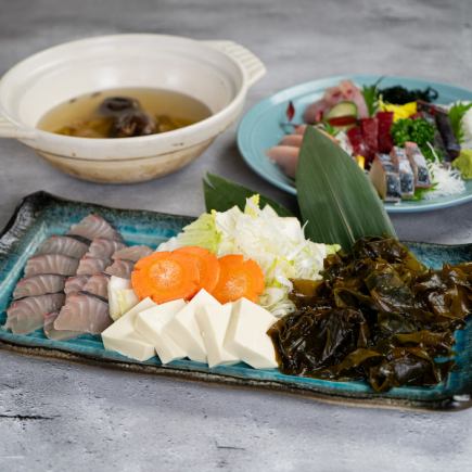 【B-Seasonal Delights Plan-】7 dishes + 3 hours all-you-can-drink for 4980 yen - Shabu-shabu with seasonal fish, Sanriku seaweed, and mushrooms -