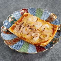 Seafood pizza with the scent of the sea