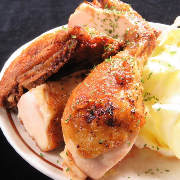 名物 ひな鶏半身揚が食べれる2時間飲み放題付き 全8品4000円コース はなたに酒店 徳島