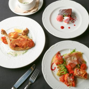 【AQUAコース】ノンアルコールも充実の飲み放題付き！１人１皿ずつのフルコース仕立て　￥6500