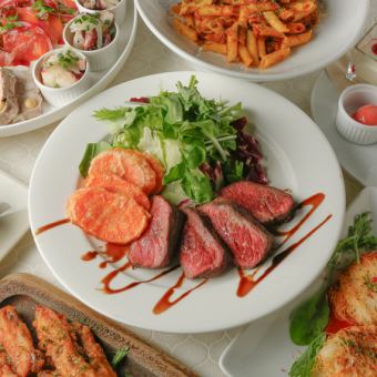 【Wメイン贅沢Cプラン+2H飲み放題付】ビステッカなど本格イタリアンを楽しんで¥7000