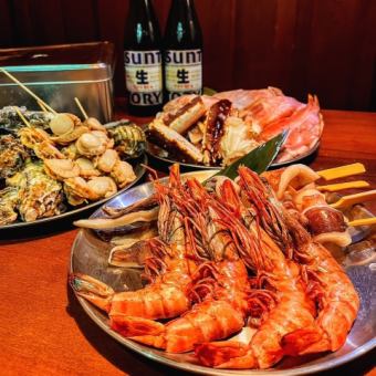 【夏季限定/ゆめじの屋上】海鮮BBQ牡蠣のカンカン焼き付き 2時間飲み放題コース⇒5950円(税込)