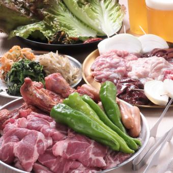 2時間飲み放題付き豚BBQコース！(写真は4人前です。)