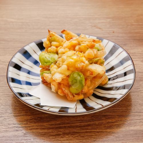 玉蜀黍と空豆のかき揚げ