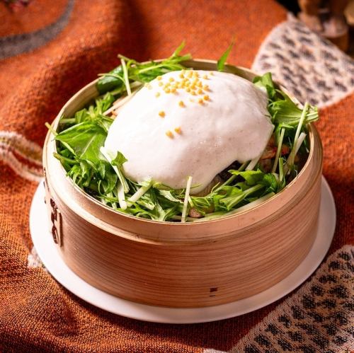 鰻蒸しご飯 山芋と山椒の泡