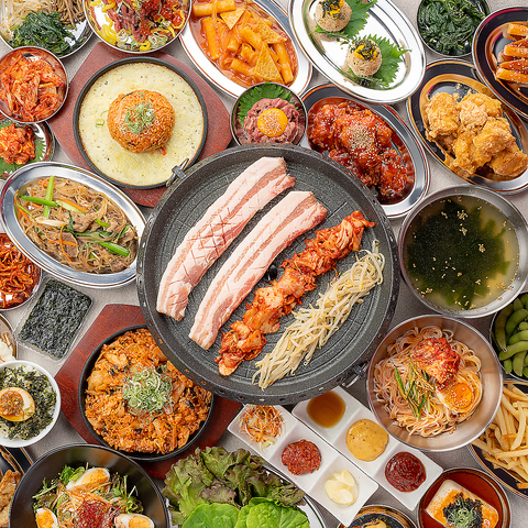 삼겹살 뷔페+한국소접시요리 30종 2h 무제한 3500엔