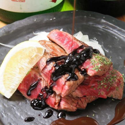 [One plate of sirloin steak for one person, truffle sauce, sashimi platter course, 120 minutes with all-you-can-drink ⇒ 9 dishes total 5000 ⇒ 4500 yen (tax included)