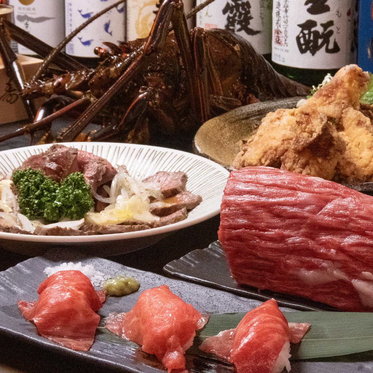 我們提供無限暢飲套餐,使用大量高檔食材,起價5000日圓。