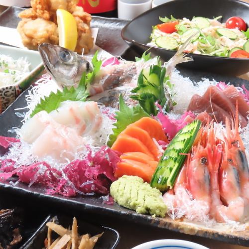 [2 hours of all-you-can-drink included] Recommended plan for New Year's and year-end parties♪ 8 dishes including a platter of 5 kinds of seasonal sashimi starting from 5,000 yen (tax included)