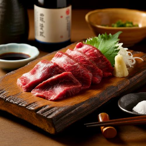 Marbled horse meat sashimi from Kumamoto
