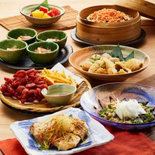 秋之味 福之花套餐 【含獺祭酒的豪華無限暢飲套餐 7道菜 6,000日圓】