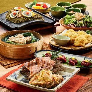◆秋日山口，美味禮物◆ ～山口河原蕎麥麵套餐～【共8道菜品、2小時無限暢飲、6,000日元】