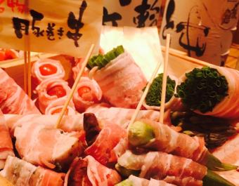 4月以降のご予約【3H飲み放題】炙り牛寿司＆特製串盛り合わせ＆鮮魚の刺盛付 ゆったり贅沢コース