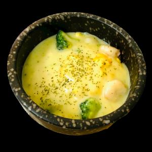 チーズフォンデュ風エビとオムライス