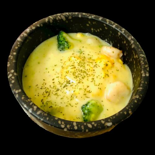 チーズフォンデュ風エビとオムライス