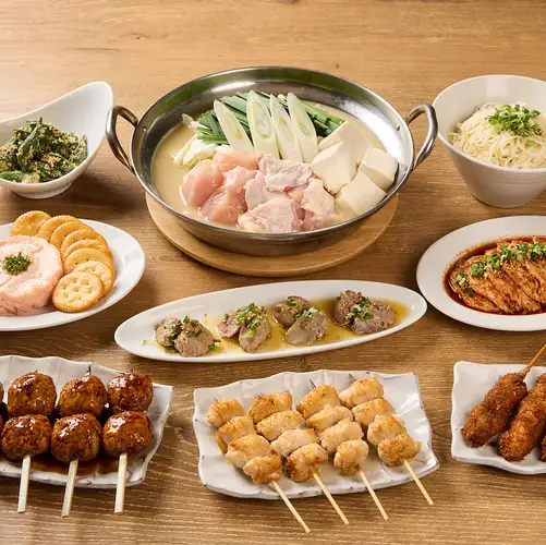【10月20日~】すみれの焼鳥も鍋も楽しめる 焼鳥&濃厚鶏白湯鍋コース【全9品・飲み放題付き】
