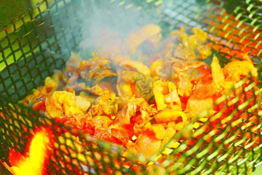 Jidori peach charcoal grill