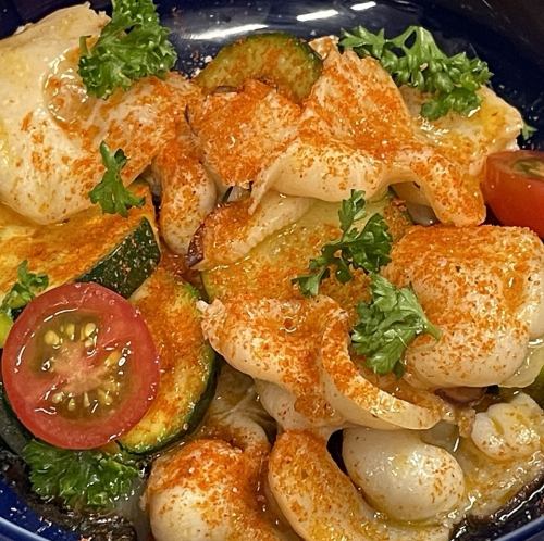 Octopus and zucchini in herb oil