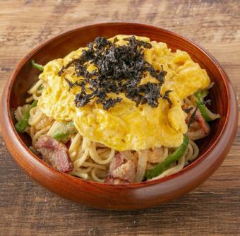 イベリコ豚の辛子明太子スパゲッティ ふわとろスクランブルエッグのせ