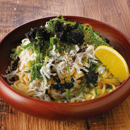 たらこと釜揚げしらす、青じそのスパゲッティ