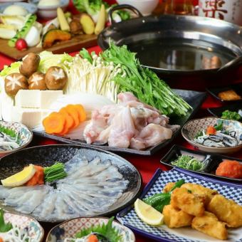 [Fugu Hot Pot Course] Aged Fugu Tessa x Fried Fugu <8 dishes> Draft beer and other 195 types of drinks, 2 hours all-you-can-drink 8500 ⇒ 8000 yen
