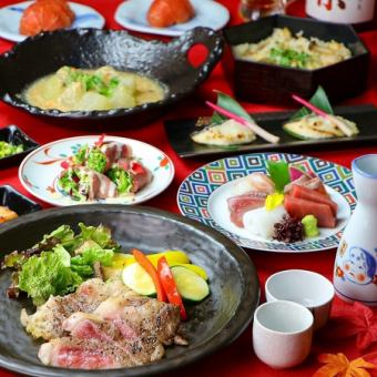 【雅】佐賀牛ロースト×熟成魚5種×天麩羅盛<9品>生ビール等195種2時間飲み放題◆8500⇒8000円