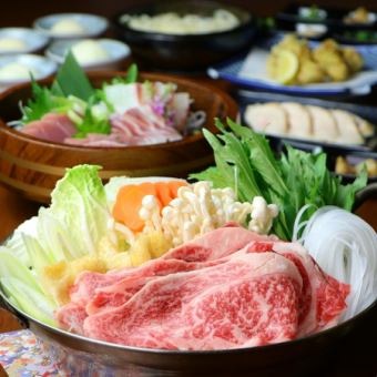 【熟成黒毛和牛の選べる鍋コース】しゃぶしゃぶ×すき焼き<7品>195種2時間飲み放題6500⇒6000円
