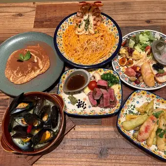 【コースプラン】キャビア、海老のトマトクリームパスタ、和牛ステーキ炭火焼など全6品 6000円