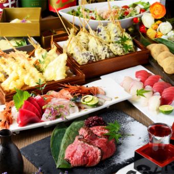 5~7月《３時間飲み放題付》【6000円 天ぷら特選コース】～お造り5種・肉料理・天ぷらをご堪能～