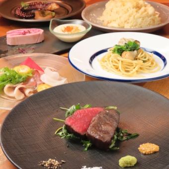 【Anniversaryコース】乾杯スパークリング、メッセージプレート、花束、個室希望はルーム料無料