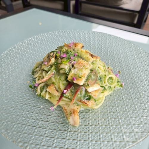 [Pasta and risotto set] Cold pasta with sweetfish, cucumber and shiso leaves - with the aroma of shiso