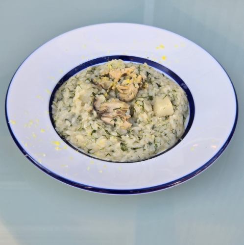 [Pasta and Risotto Set] Oyster, Turnip, and Green Laver Oil Risotto with Yuzu Pepper Flavor