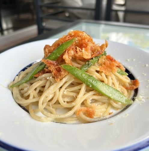 【パスタ・リゾットセット】桜えびのフリットとグリーンアスパラガスのオイルパスタ～レモン～