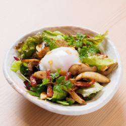 Sauteed mushroom salad with anchovies