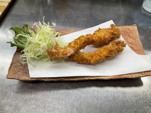 One super large fried shrimp