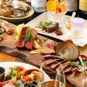 【プレミアムコース】名古屋肉バルの王道！3時間飲み放題付全9品（3980円）