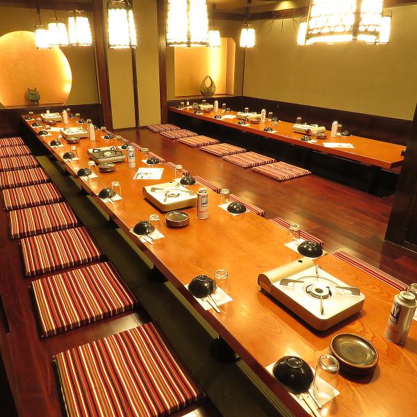 お座敷席での大人数会社宴会や個室席での少人数プライベート飲み会など、幅広いシーンでご利用いただけます。落ち着く空間で美味しい料理と旨い酒をご堪能ください。