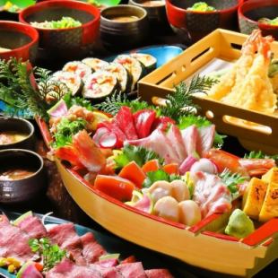 人気No１【刺身盛りと黒毛牛ステーを味わうキコース】スタンダード150分飲み放題込み6000円