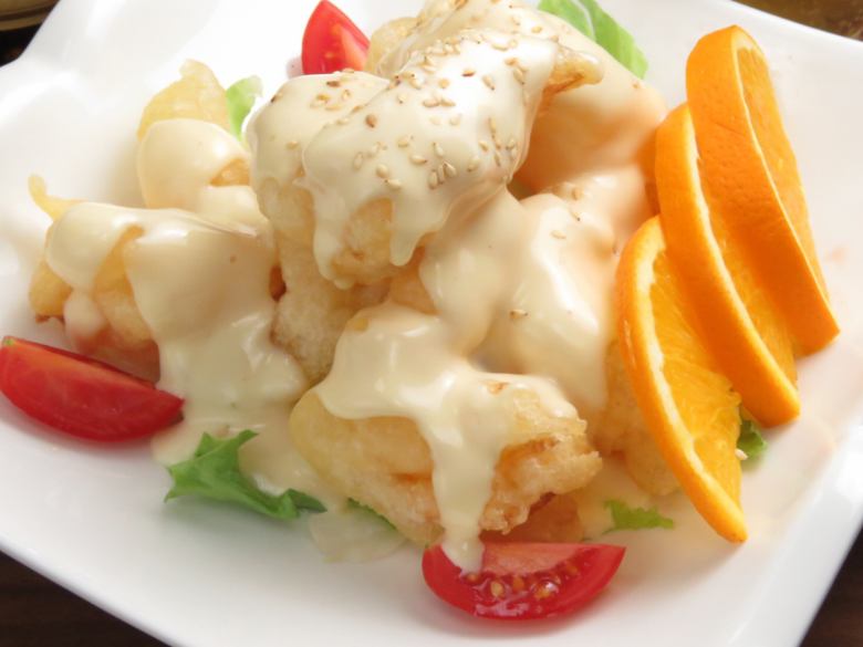 Juicy shrimp with mayonnaise