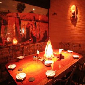 The table in the back can be used as a semi-private room