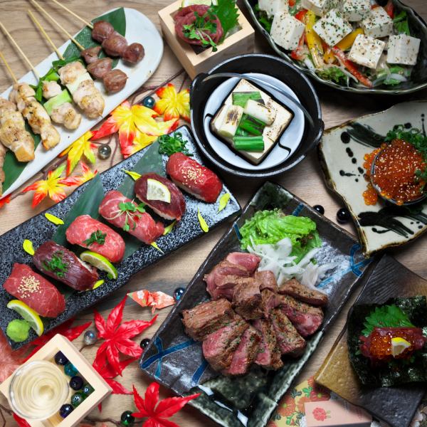 炙りユッケ/肉寿司/牛サガリなども食べ放題★しゃぶしゃぶ・チゲ鍋・もつ鍋!最大232品の食べ飲み放題を◎