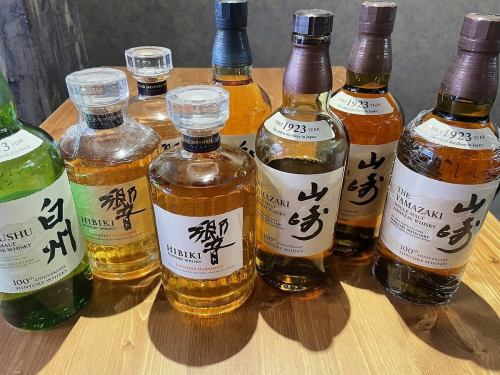 We mainly stock domestic whiskey, but also rare varieties such as Yamazaki, Hibiki, Hakushu, Chita, and Ichiro's Malt!