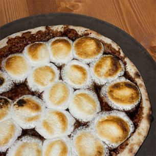 Chocolate marshmallow pizza