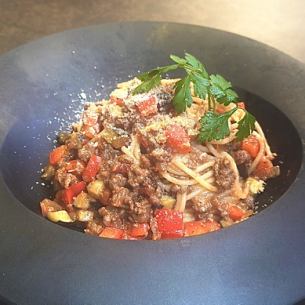 Bolognese pasta with aged beef