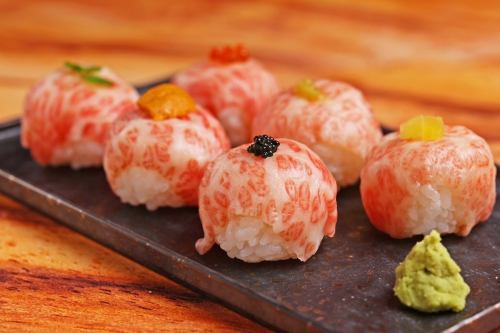 와규 테마리 고기 스시 6관